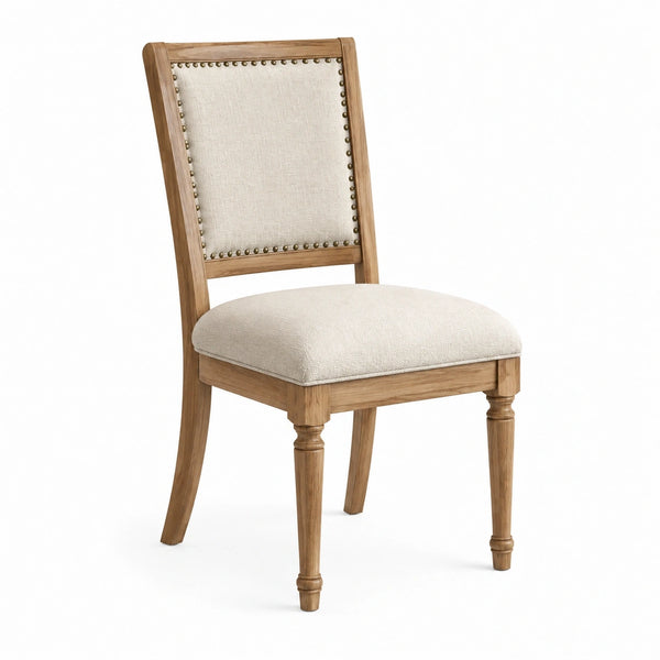 Chaise de salle à manger 60 x 50 x 98 cm en bois marron et tissu beige style classique