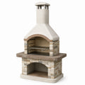Barbecue extérieur 120 x 80 x 220 cm en pierre beige avec grille style rustique