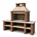 Barbecue de jardin 200 x 70 x 220 cm en brique brun et béton beige avec grille en acier inoxydable - style traditionnel