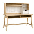 Bureau avec rangement 120 x 60 x 150 cm en panneaux de bois chêne clair blanc style scandinave