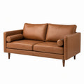 Canapé 2 places 170 cm en similicuir marron style moderne