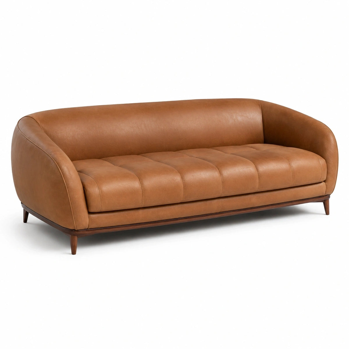 Canapé 3 places 220 cm revêtement aspect cuir marron style vintage