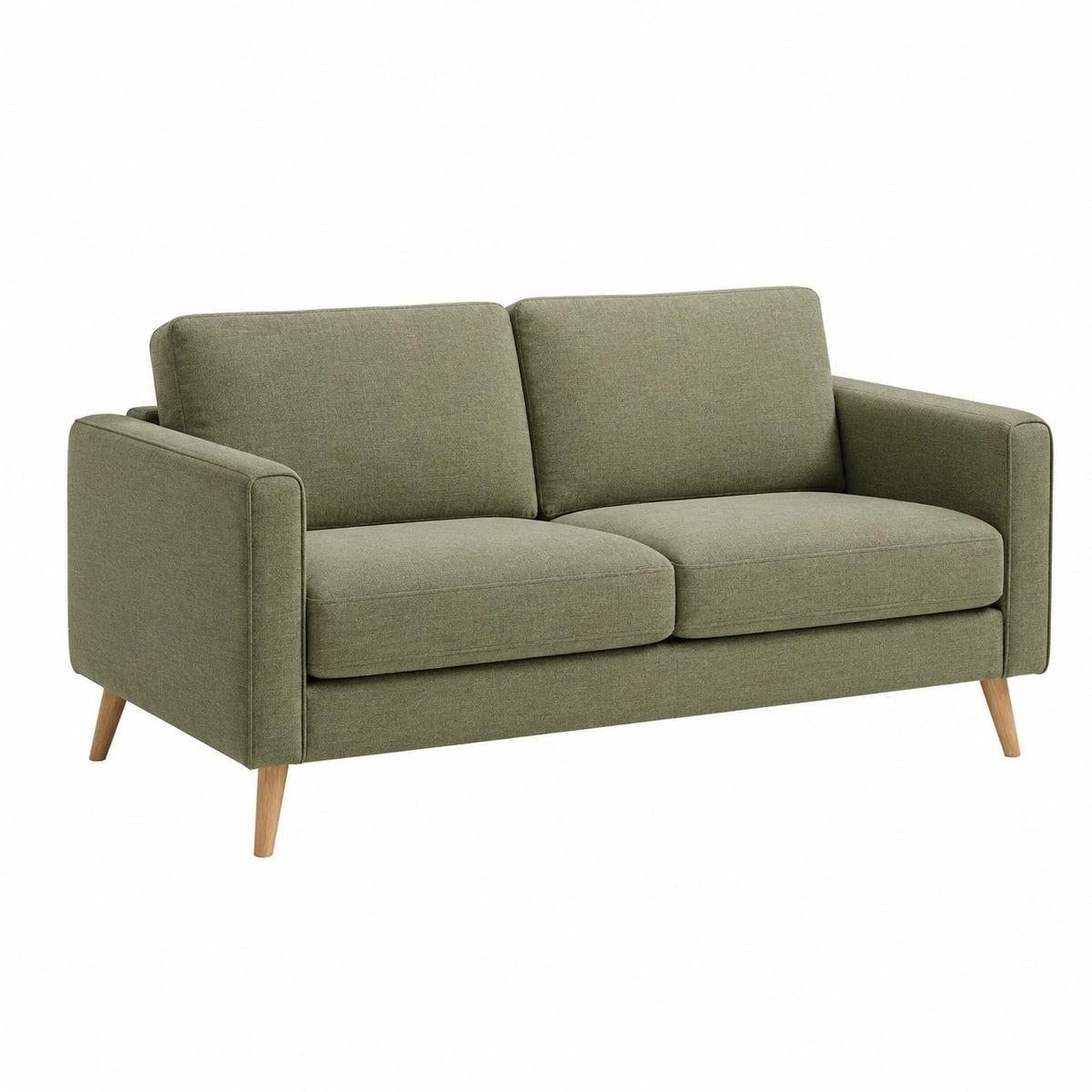 Canapé 2 places 150 x 85 x 85 cm en tissu vert olive style contemporain