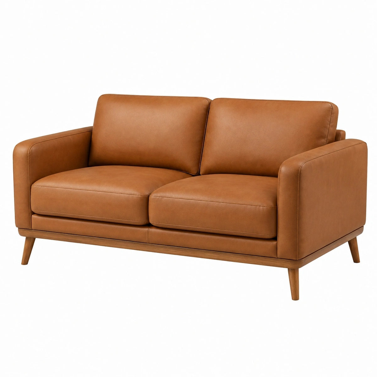 Canapé 2 places 160 x 90 cm aspect cuir caramel style contemporain