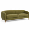 Canapé 2 places 180 x 85 x 78 cm en tissu vert olive avec pieds en bois style contemporain