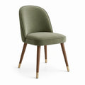 Chaise de salle à manger 52 x 60 x 83 cm en tissu vert avec pieds en bois style contemporain