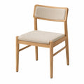Chaise de salle à manger 50 x 55 x 80 cm en bois naturel et tissu beige avec dossier rembourré