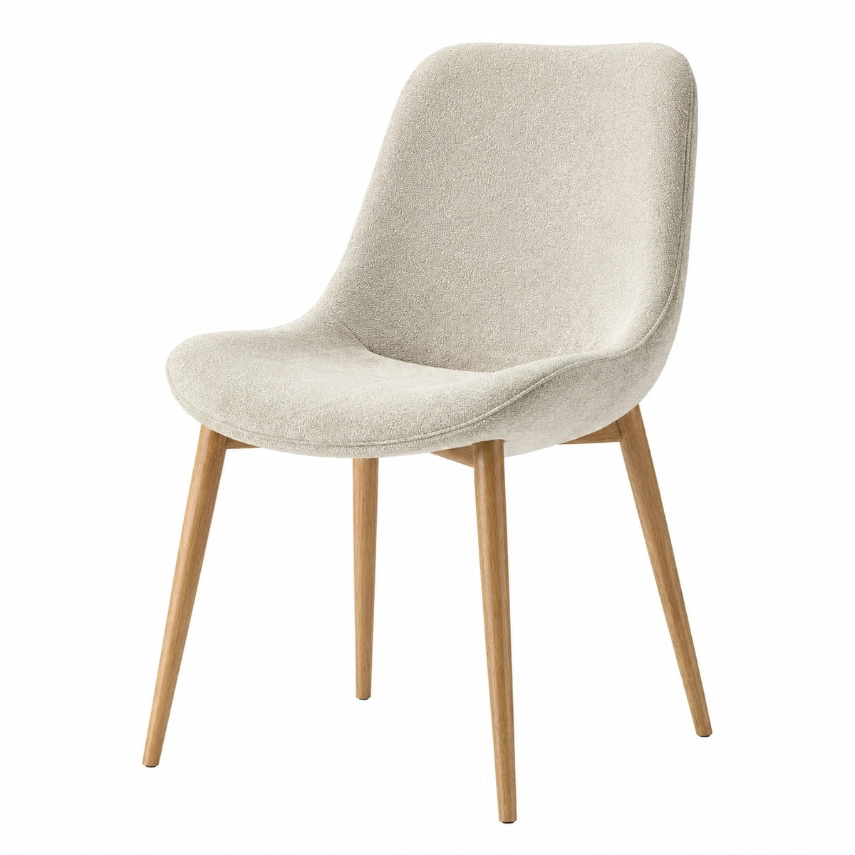 Chaise 50 x 57 x 82 cm en tissu bouclette beige avec pieds en bois style scandinave