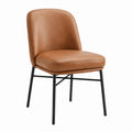 Chaise de salle à manger 52 x 58 x 82 cm en similicuir marron avec pieds en métal style contemporain