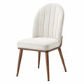 Chaise de salle à manger 50 x 60 x 85 cm en tissu écru et bois marron style contemporain rembourrée