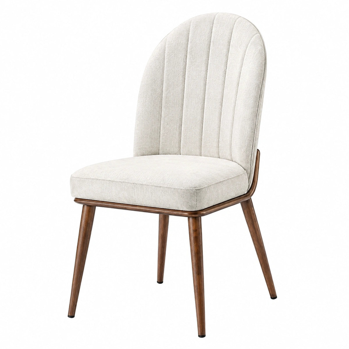 Chaise de salle à manger 50 x 60 x 85 cm en tissu écru et bois marron style contemporain rembourrée